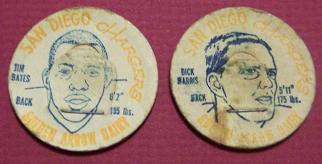 1962 Golden Arrow Dairy San Diego Chargers Milk Bottle Caps