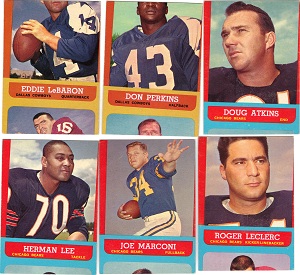 Miscut 1963 Topps football cards