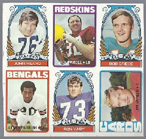 Uncut panel of 1972 Topps third series football cards