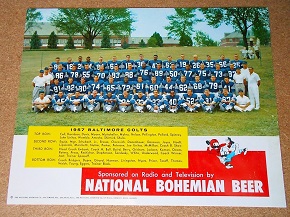 National Bohemian Beer 1957 Baltimore Colts Team photo