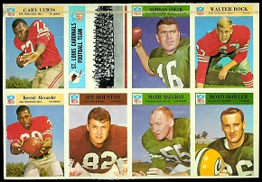 Uncut panel of 1966 Philadelphia football cards