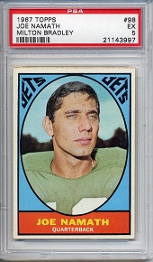 1967 Milton Bradley Joe Namath football card