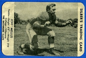 1949 Silber's Bakery Colts John Mellus football card