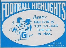 Cartoon on back of 1968 Topps football card