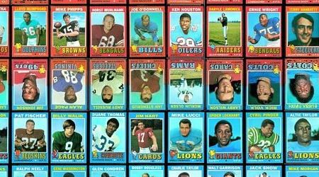 Virtual uncut sheet of 1971 Topps football cards