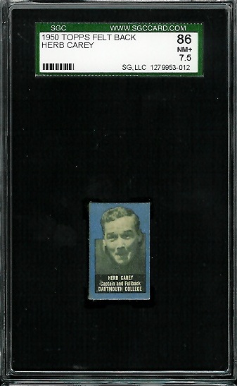 Herb Carey - 1950 Topps Felt Backs #12 - SGC 86