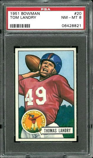 1951 Bowman #20 - Tom Landry - PSA 8