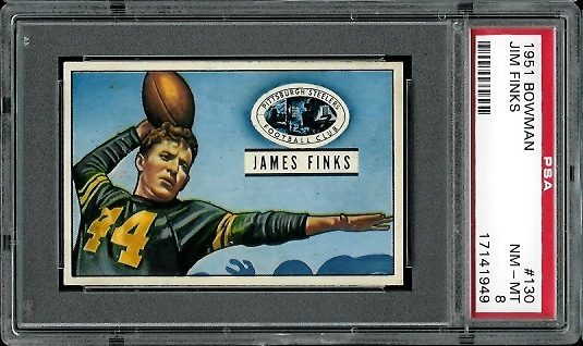 Jim Finks - 1951 Bowman #130 - PSA 8