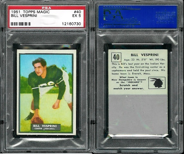Bill Vesprini - 1951 Topps Magic #40 - PSA 5
