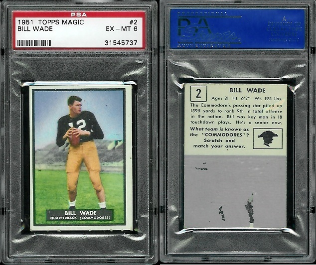 Bill Wade - 1951 Topps Magic #2 - PSA 6