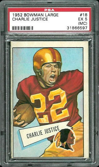 Charlie Justice - 1952 Bowman Large #18 - PSA 5 mc