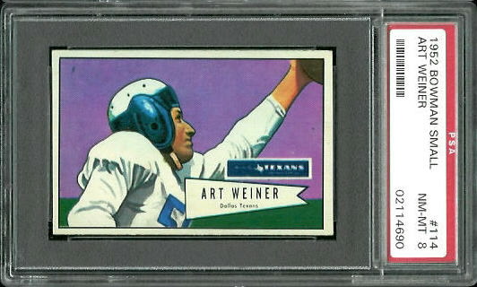 Art Weiner - 1952 Bowman Small #114 - PSA 8
