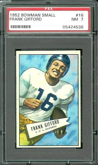 Frank Gifford - 1952 Bowman Small #16 - PSA 7