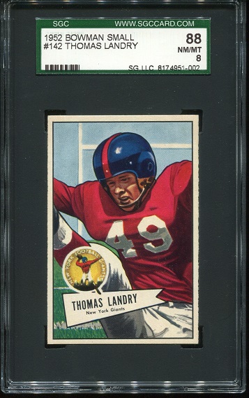 Tom Landry - 1952 Bowman Small #142 - SGC 88