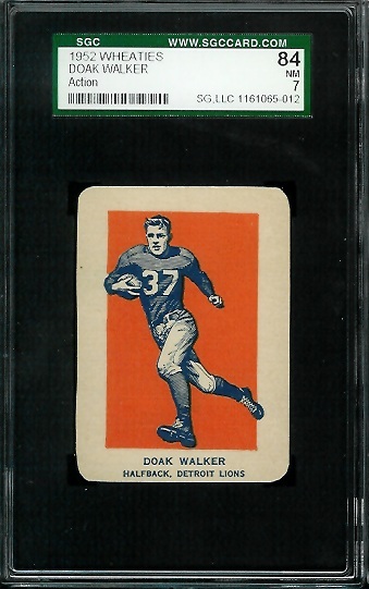 Doak Walker in Action - 1952 Wheaties #9 - SGC 84