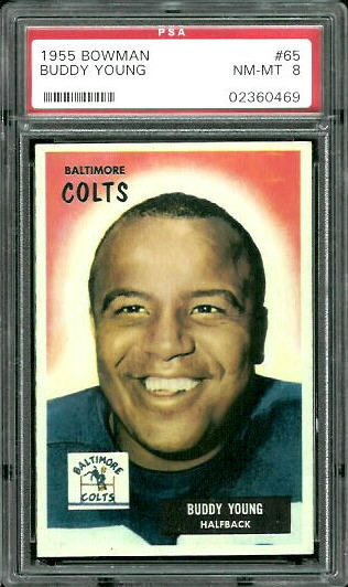Buddy Young - 1955 Bowman #65 - PSA 8