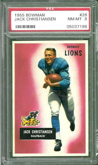 Jack Christiansen - 1955 Bowman #28 - PSA 8