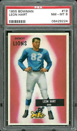 Leon Hart - 1955 Bowman #19 - PSA 8
