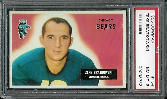 Zeke Bratkowski - 1955 Bowman #154 - PSA 8