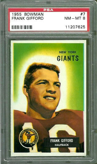 Frank Gifford - 1955 Bowman #7 - PSA 8