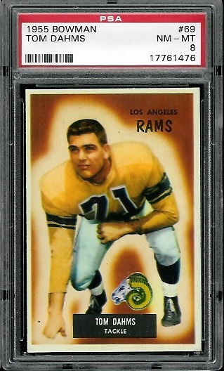 Tom Dahms - 1955 Bowman #69 - PSA 8