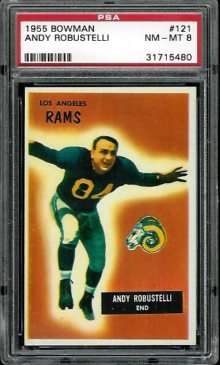 Andy Robustelli - 1955 Bowman #121 - PSA 8