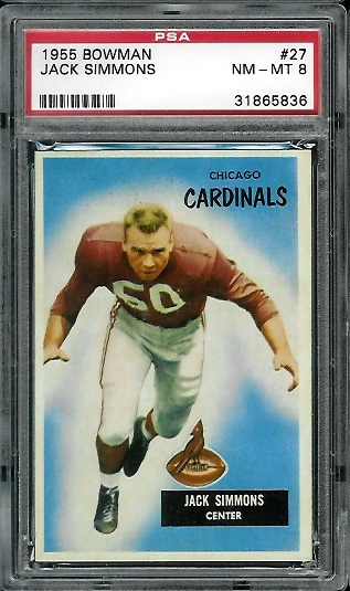 Jack Simmons - 1955 Bowman #27 - PSA 8