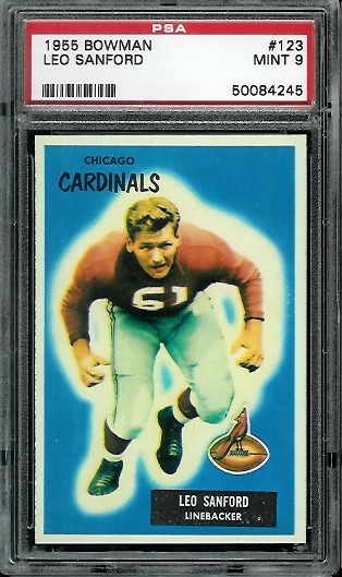 Leo Sanford - 1955 Bowman #123 - PSA 9