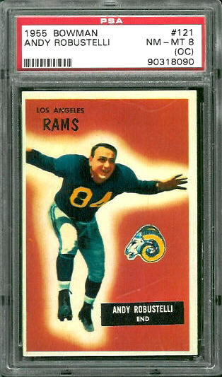Andy Robustelli - 1955 Bowman #121 - PSA 8 oc