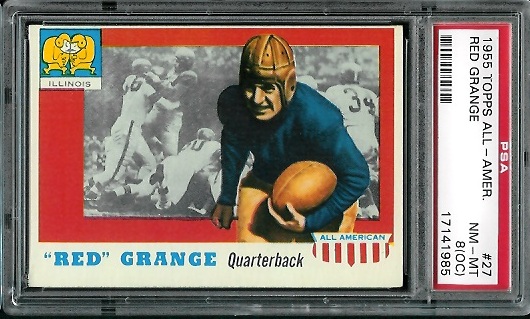 Red Grange - 1955 Topps All-American #27 - PSA 8 oc