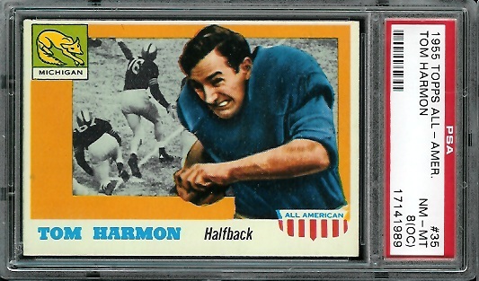 Tom Harmon - 1955 Topps All-American #35 - PSA 8 oc