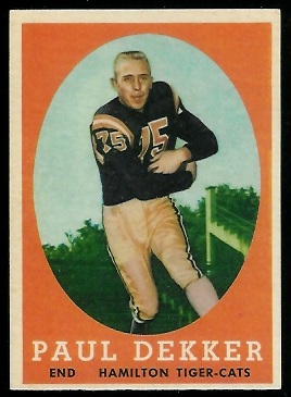 Paul Dekker - 1958 Topps CFL #20 - exmt