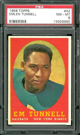 Emlen Tunnell - 1958 Topps #42 - PSA 8