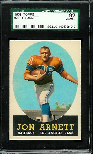 Jon Arnett - 1958 Topps #20 - SGC 92