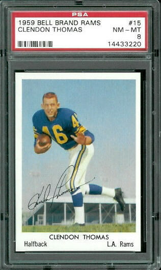 Clendon Thomas - 1959 Bell Brand Rams #15 - PSA 8