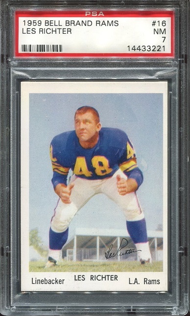 Les Richter - 1959 Bell Brand Rams #16 - PSA 7