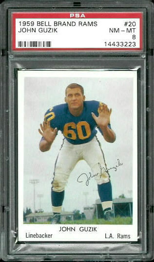 John Guzik - 1959 Bell Brand Rams #20 - PSA 8