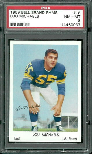 Lou Michaels - 1959 Bell Brand Rams #18 - PSA 8