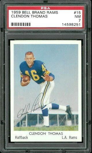 Clendon Thomas - 1959 Bell Brand Rams #15 - PSA 7