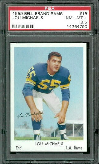 Lou Michaels - 1959 Bell Brand Rams #18 - PSA 8.5