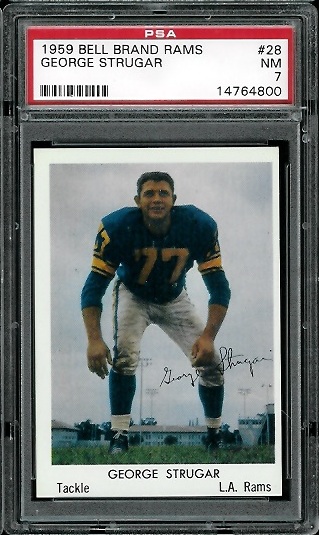 George Strugar - 1959 Bell Brand Rams #28 - PSA 7