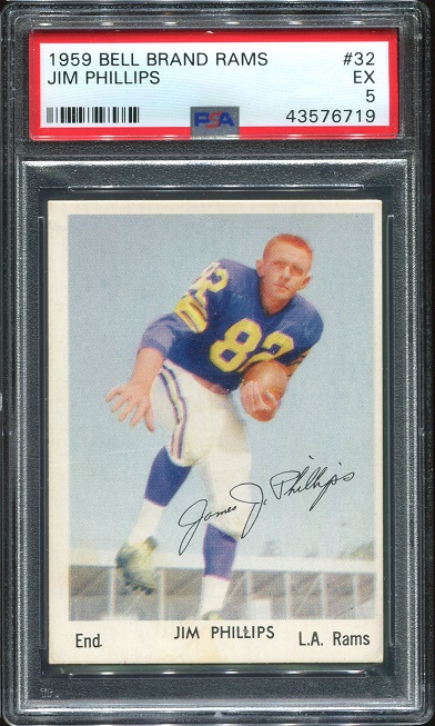 1959 Bell Brand Rams #32 - Jim Phillips - PSA 5