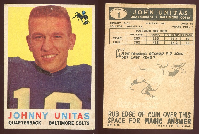1959 Topps #1 - John Unitas - poor