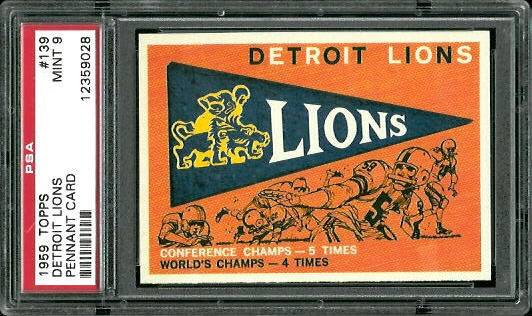 Lions Pennant - 1959 Topps #139 - PSA 9