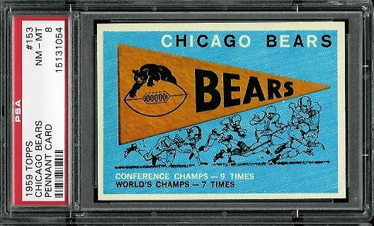 Bears Pennant - 1959 Topps #153 - PSA 8