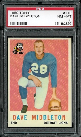 Dave Middleton - 1959 Topps #113 - PSA 8