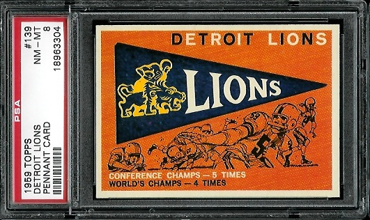 Lions Pennant - 1959 Topps #139 - PSA 8