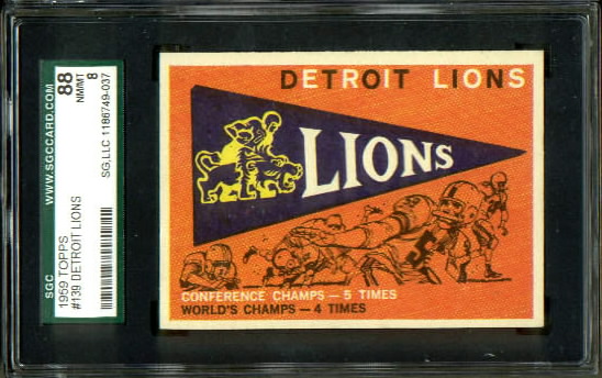 Lions Pennant - 1959 Topps #139 - SGC 88