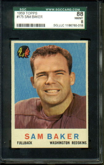 Sam Baker - 1959 Topps #175 - SGC 88