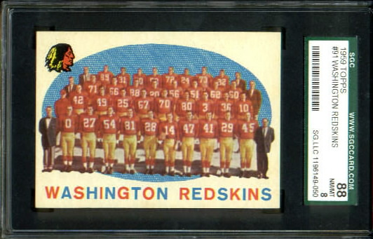Redskins Team - 1959 Topps #91 - SGC 88